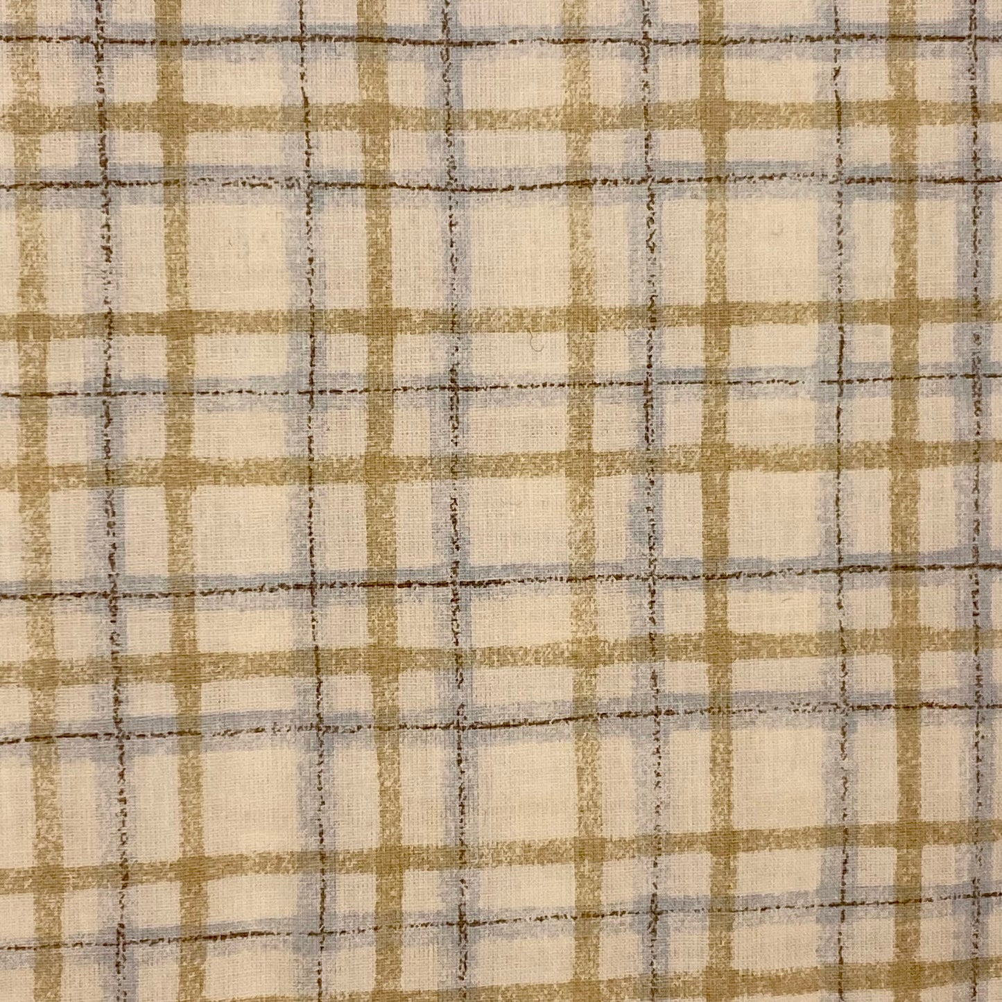 cotone stampato nouvelle - quadrettato beige e azzurro - 6,50 eur mq