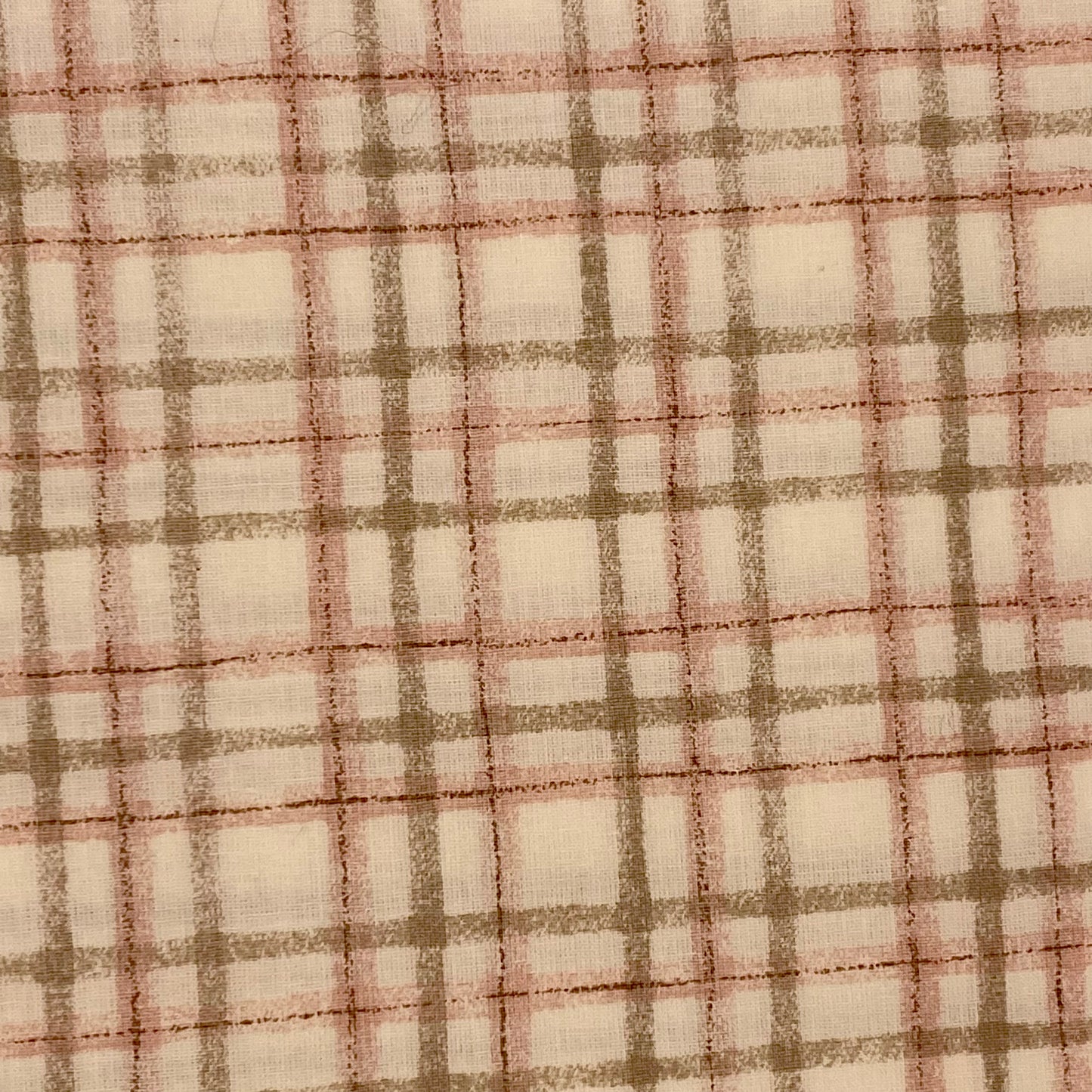 cotone stampato nouvelle - quadrettato beige e rosa - 6,50 eur mq