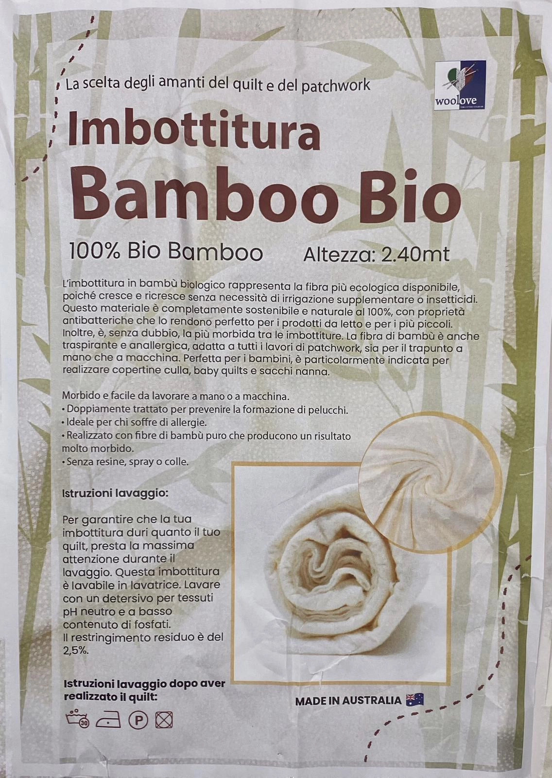 Imbottitura di Bamboo Woolove - h. 2,40 mt - € 24,00/mt
