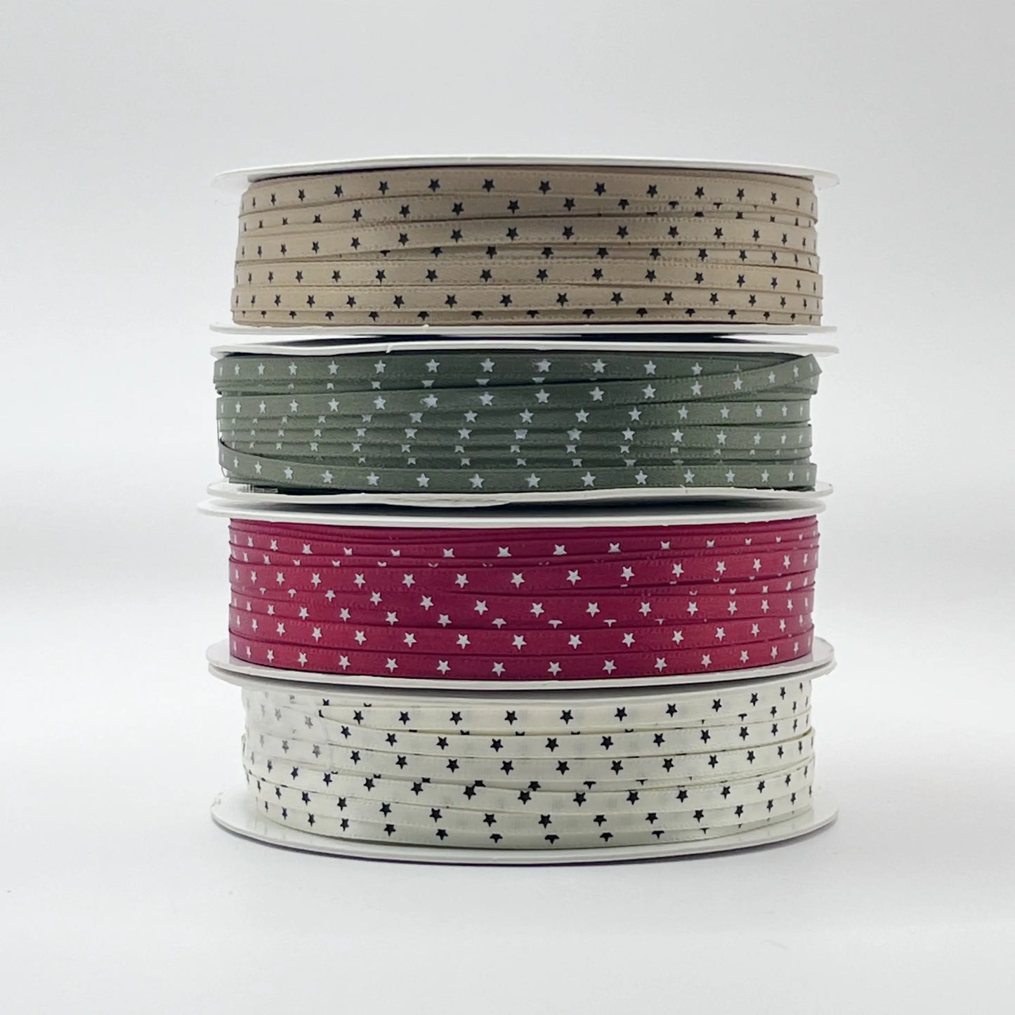 Nastro natalizio con stelline - Altezza 3 mm - 100% poliestere - € 0,50/mt