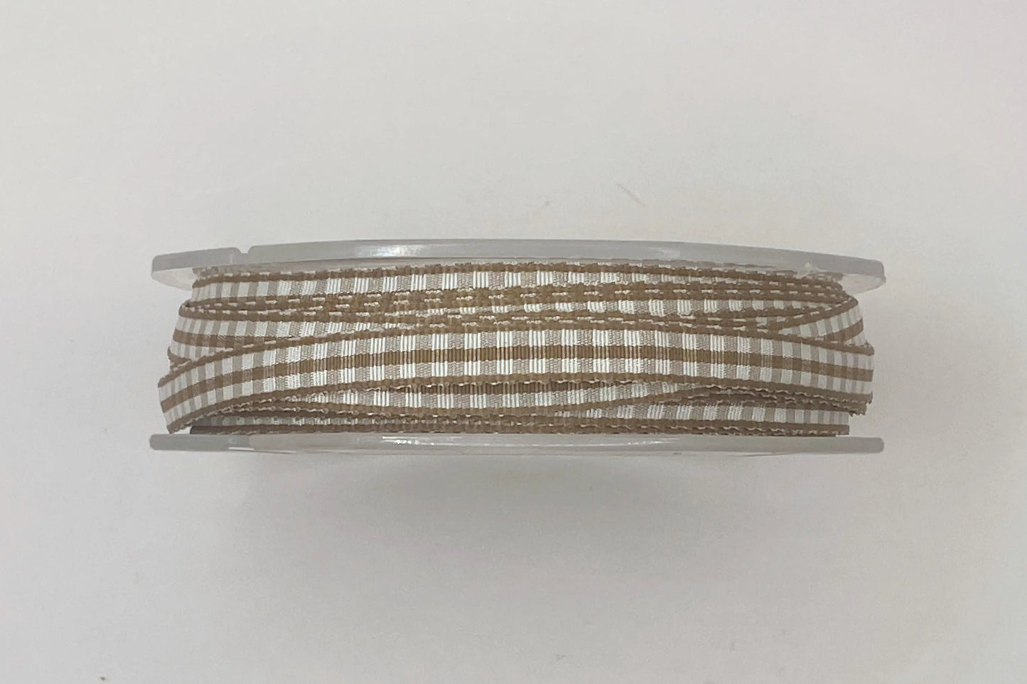 Nastro in fantasia vichy - beige 6 mm per confezionamento - 100% Poliestere