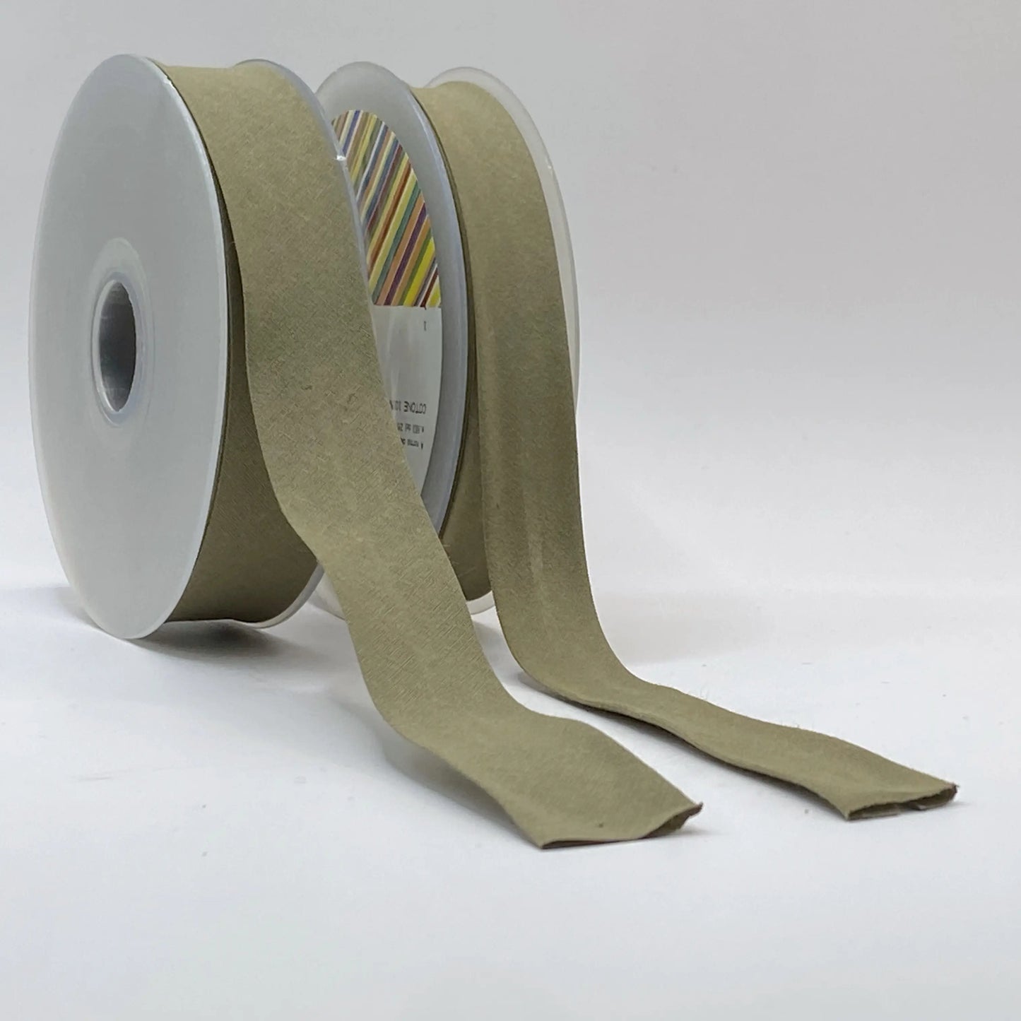 Nastro in sbieco verde tabacco di cotone 25mm/20mm - 100% cotone