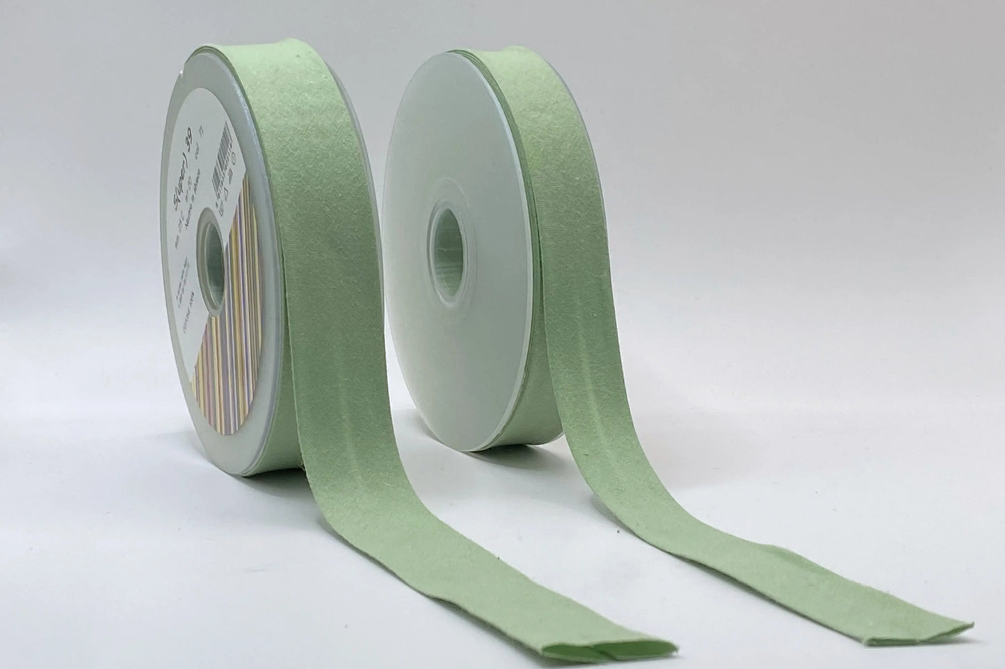 Nastro in sbieco verde pastello di cotone 25mm/20mm - 100% cotone