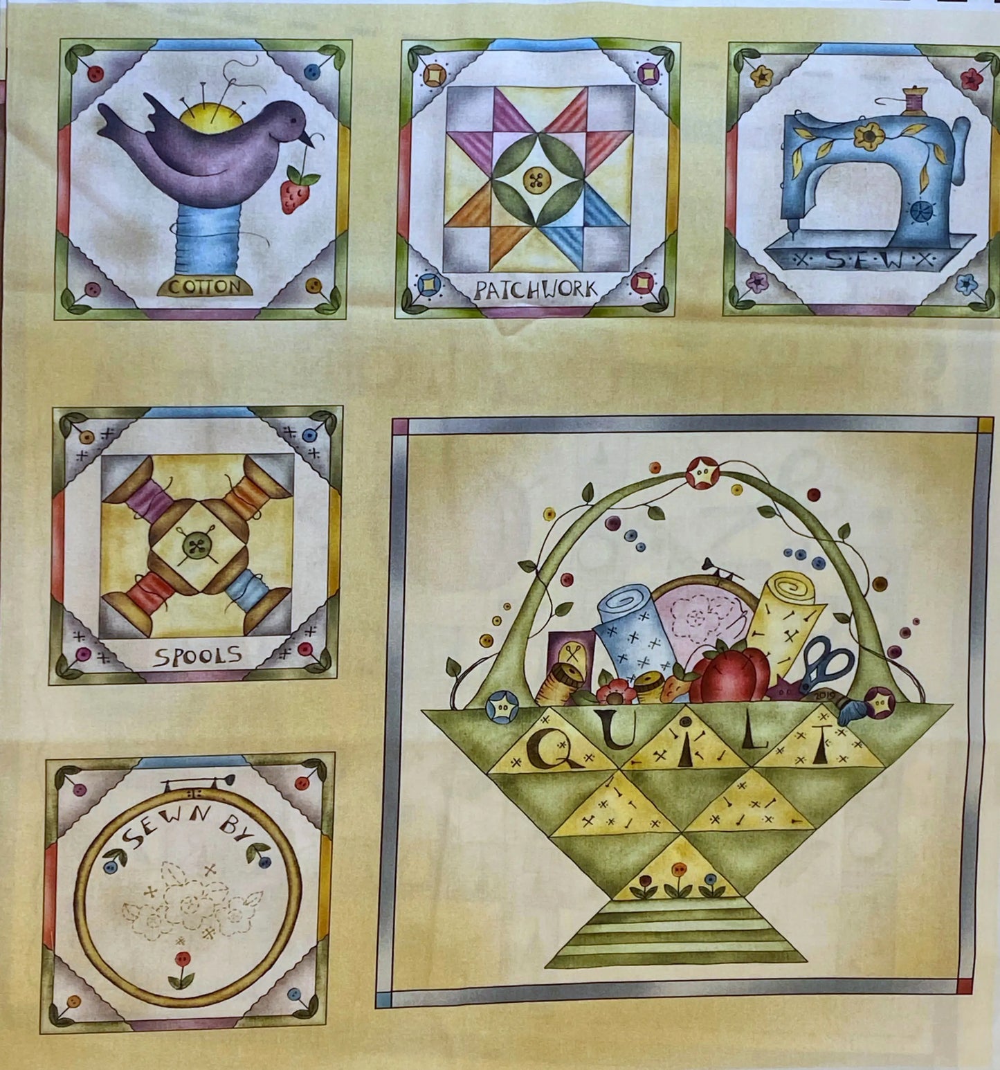 Tessuto Americano Born to Sew by Jacqueline Paton Pannello 100% cotone - 60 x 110h