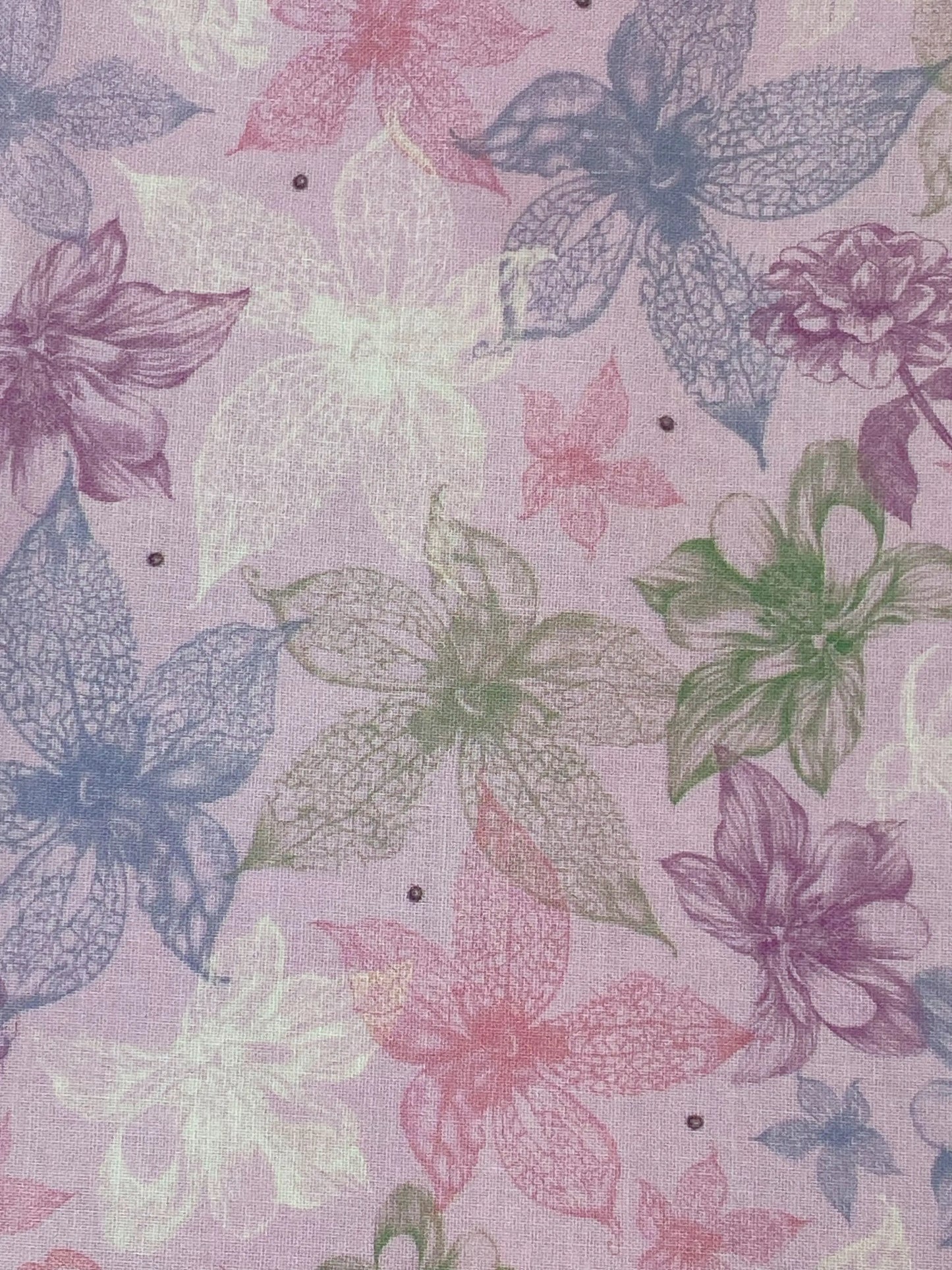 Tessuto Americano Santoro London rosa con fiori 100% cotone h 110 - 18,00€/mt