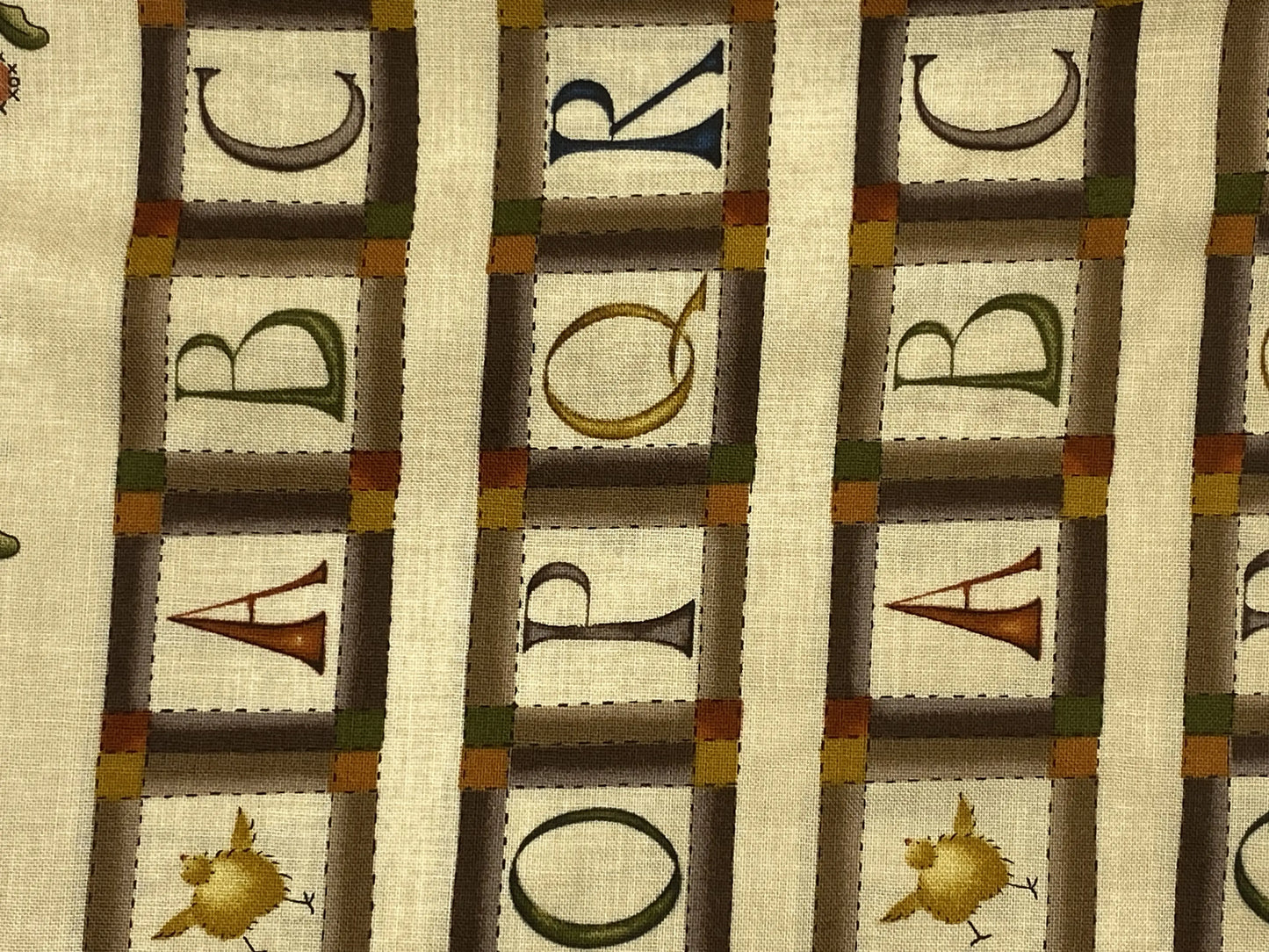 Tessuto Americano A's Bees & Dandelion seeds marrone chiaro 100% cotone h 110 - 18,00€/mt