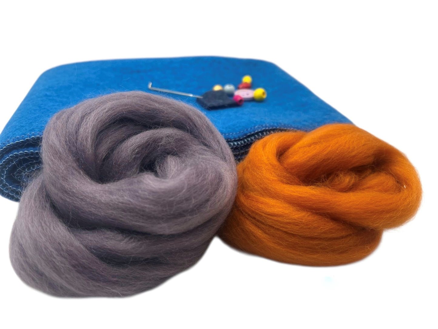 kit sciarpa - mantella in lana cotta blue cobalto