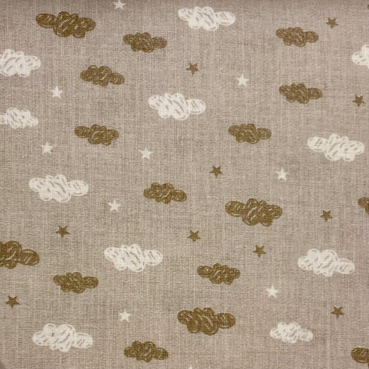 cotone stampato nouvelle - nuvolette in beige 6,50 mq