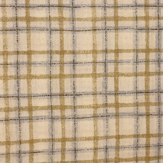 cotone stampato nouvelle - quadrettato beige  e azzurro - 6,50 eur mq