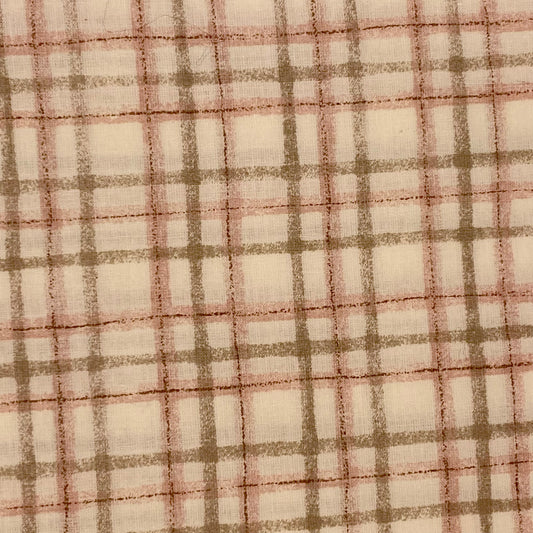 cotone stampato nouvelle - quadrettato beige  e rosa - 6,50 eur mq