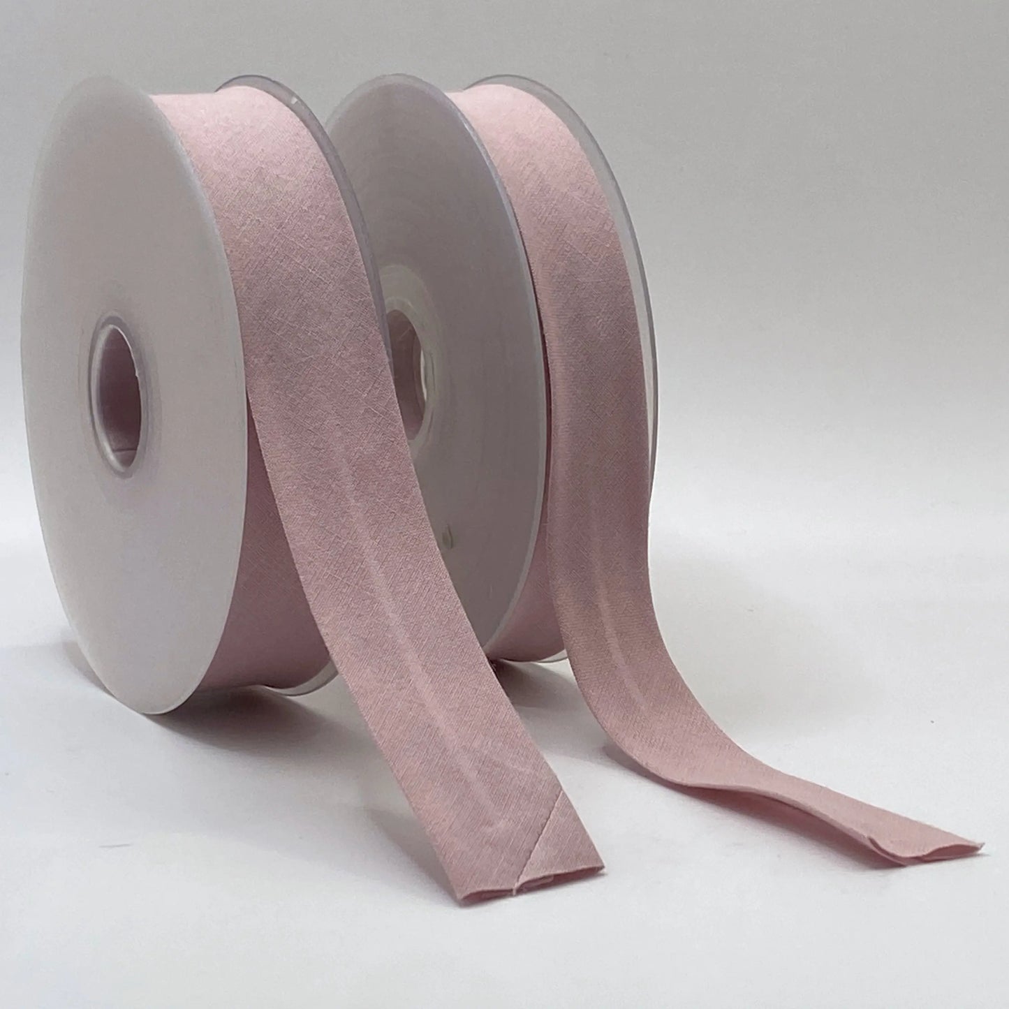 Nastro in sbieco rosa cipria di cotone in due altezze 25mm/20mm - 100% cotone