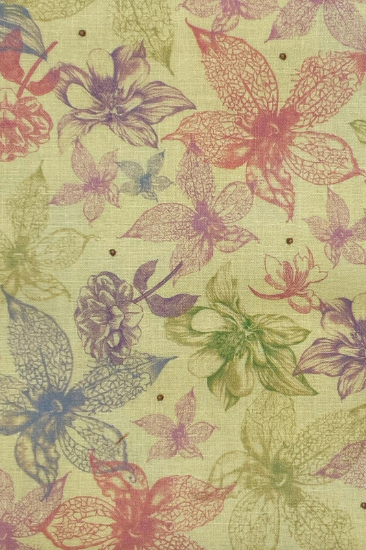 Tessuto Americano Santoro London verde acqua con fiori 100% cotone h 110 - 18,00€/mt