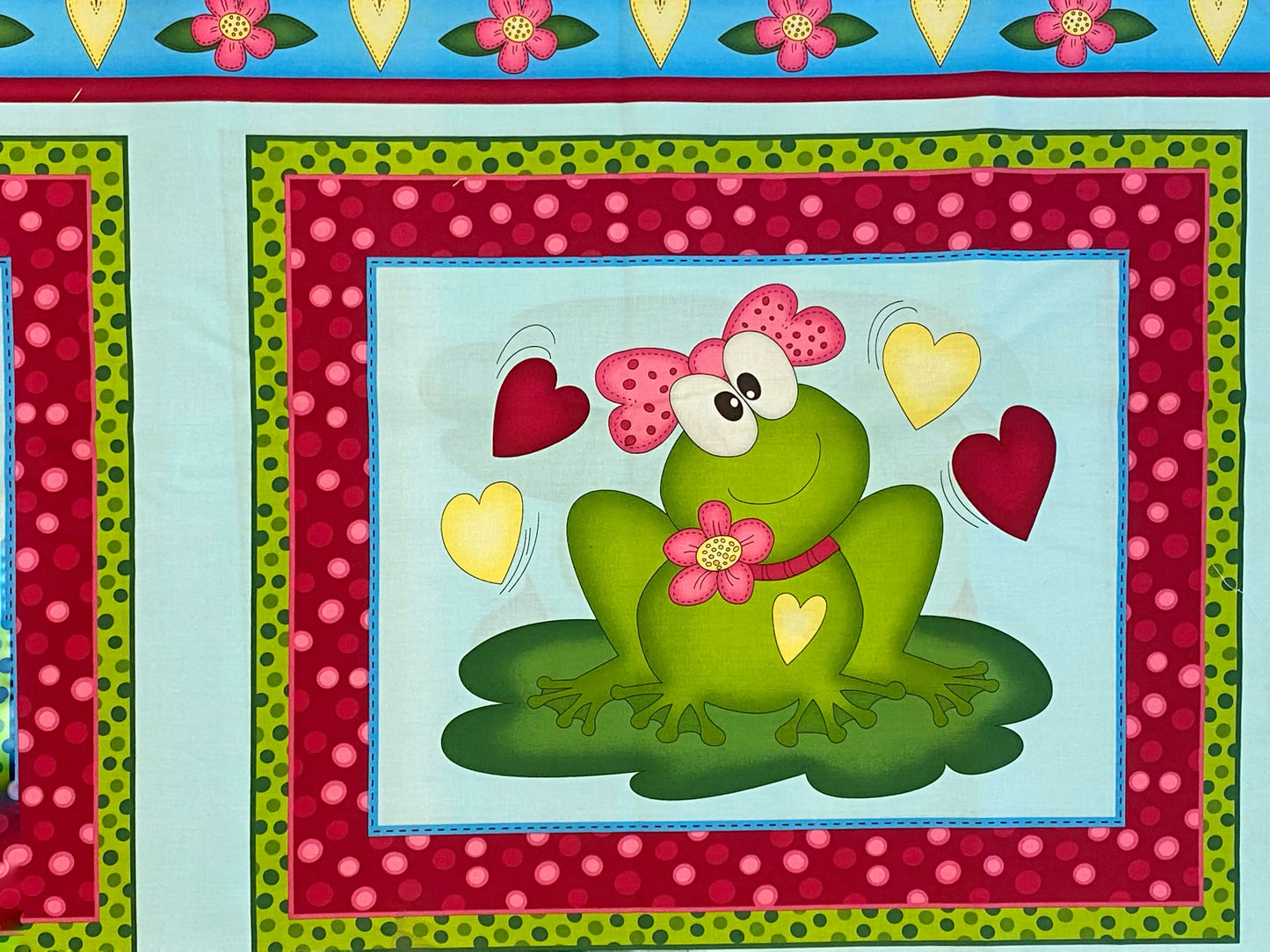 Tessuto Americano Rane innamorate. Pannello 100% cotone - 60 x 110h