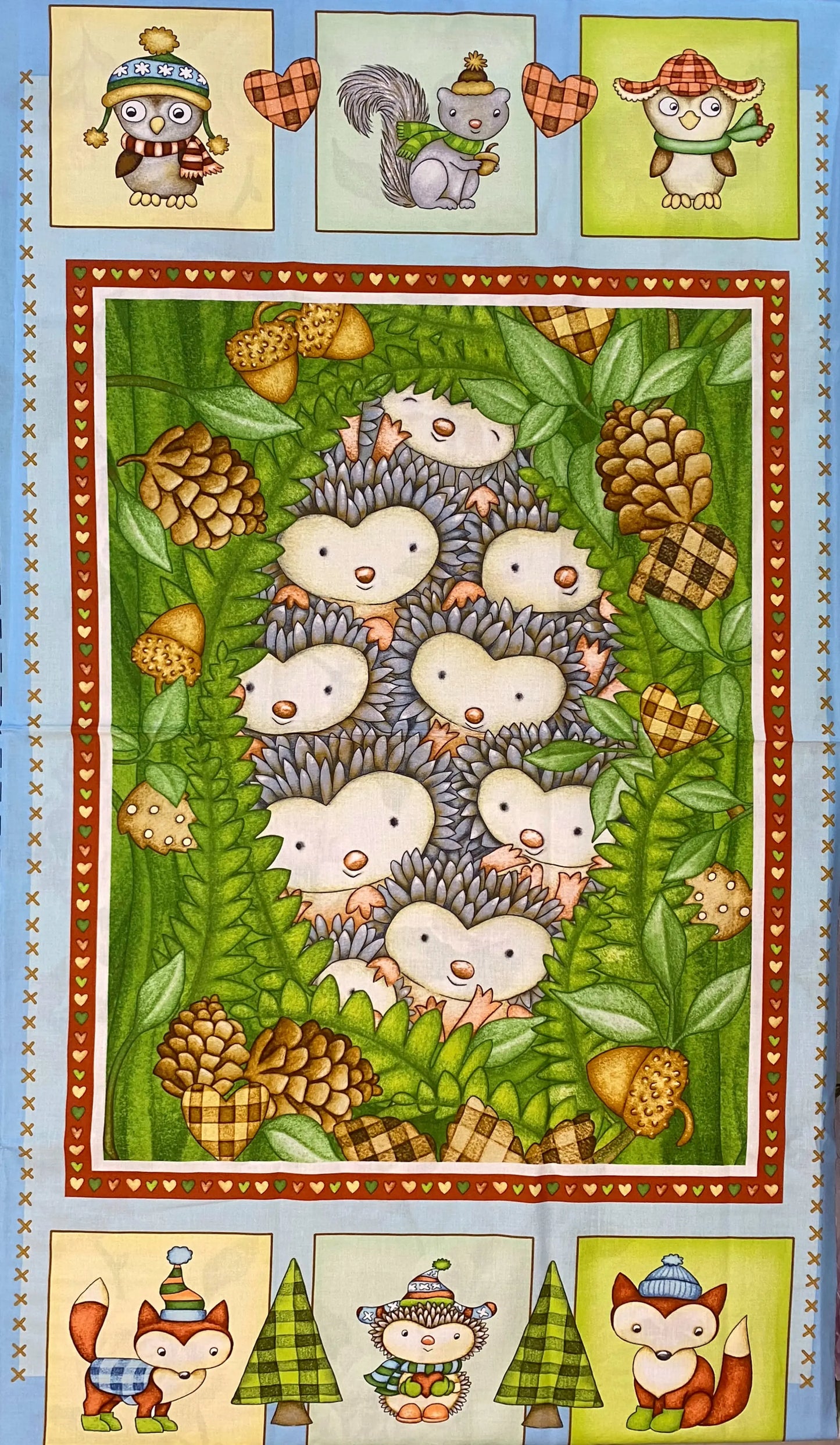 Tessuto Americano HedgeHugs. Pannello 100% cotone - 60 x 110h