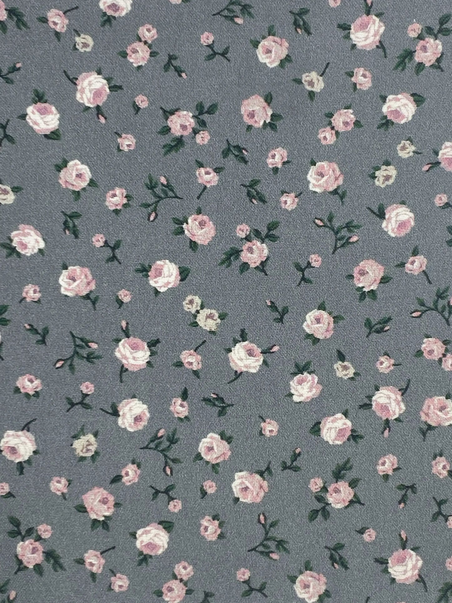 Tessuto Americano Isabella Rose fondo grigio. 100% cotone h 110 - 18,00€/mt