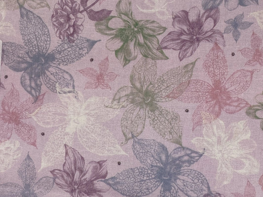 Tessuto Americano Santoro London rosa con fiori 100% cotone h 110 - 18,00€/mt