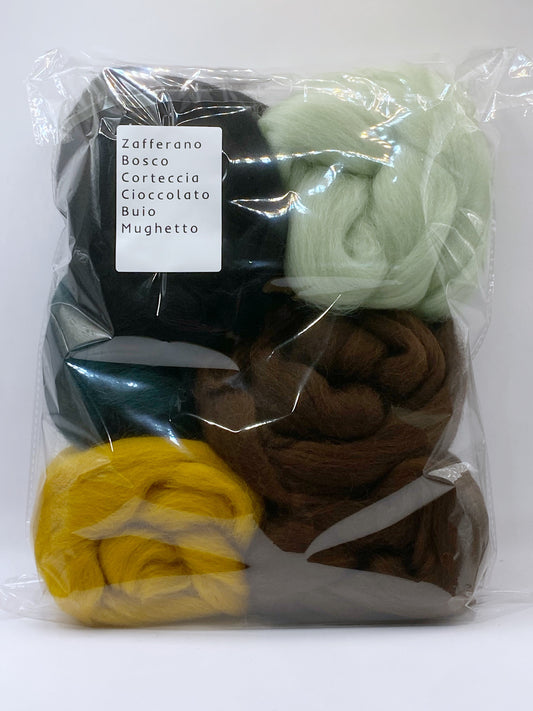 Set Bosco Speziato - 6 colori e 1 ago da infeltrimento