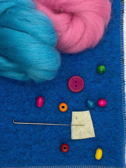 kit sciarpa - mantella in lana cotta cobalto#2